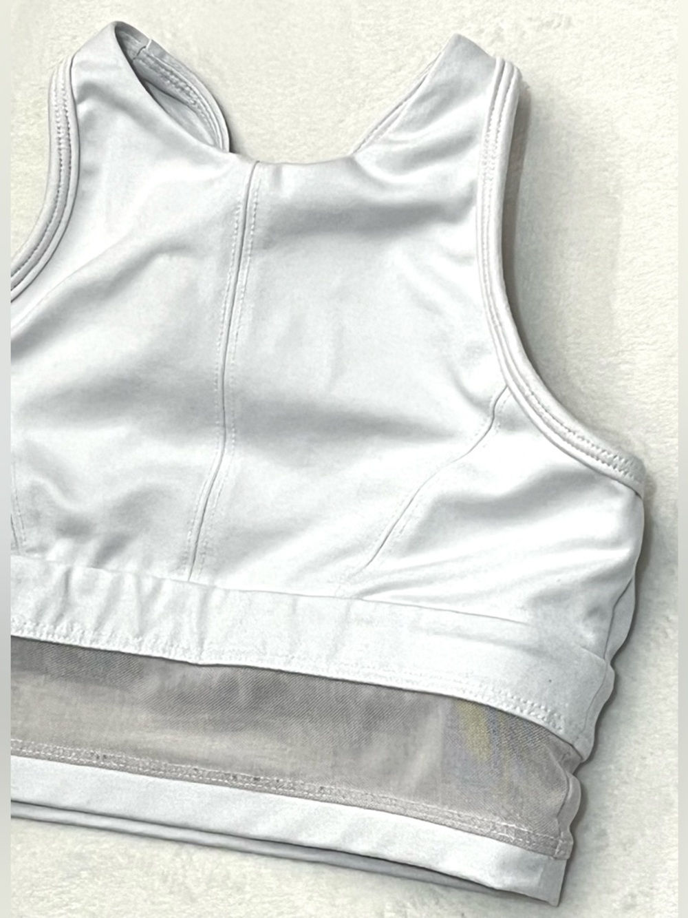 Jo+Jax Youth White High-Neck Premium Dance + Activewear Performance Sports Bra - Picture 4 of 16
